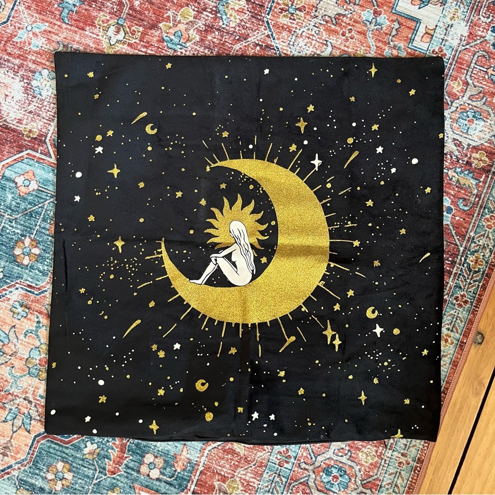 Goddess provisions pillow cover | pillow case | moon and stars | woman and moon